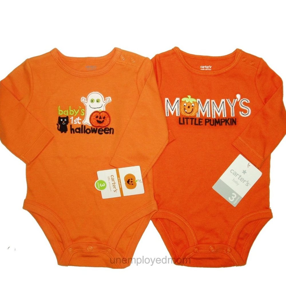 2 3M Halloween Bodysuit Baby 1st Mommy Pumpkin